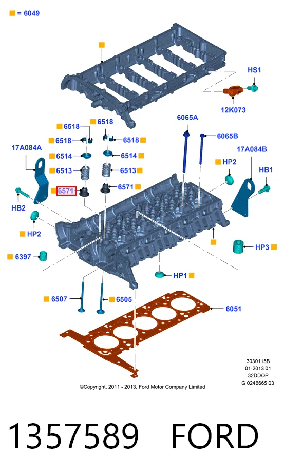 Маслосъемный сальник клапана впуск/выпуск Ford Transit VI фургон (V347/8) (2006 - 2014) цена, от 1.62 USD