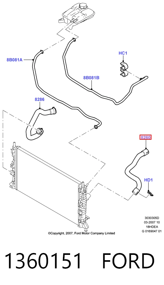 1360151 Ford Шланг системы охлаждения