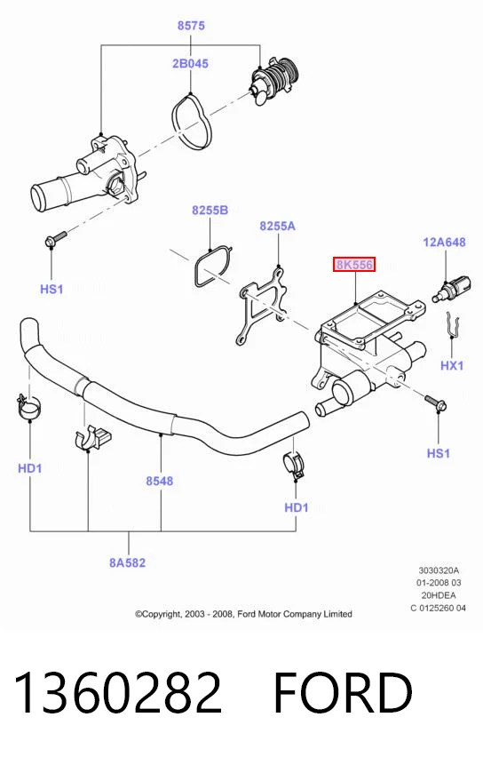 1360282 Ford Тройник системы охлаждения