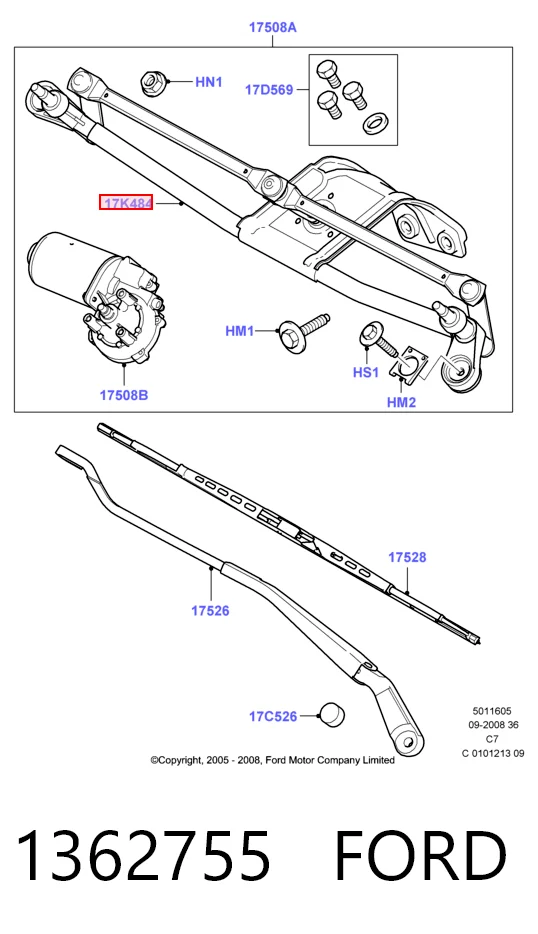 Трапеция стеклоочистителя на Ford Connect  TC7