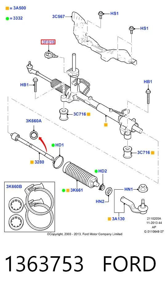 1363753 Ford Датчик угла поворота руля