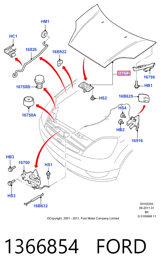 Капот Ford Fusion универсал (JU) (2002 - 2012) цена, от 142.36 USD
