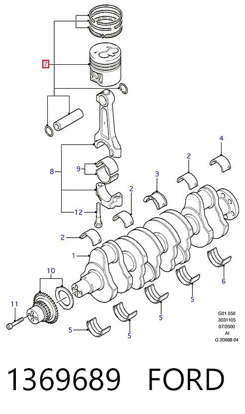Поршень в сборе Mopart 3856000 цена, от 82.07 USD