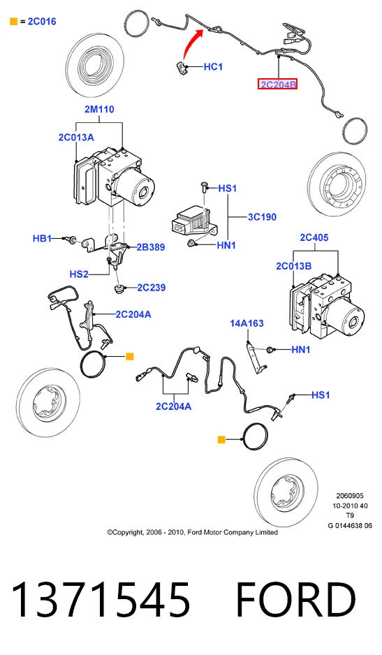 1371545 Ford Задний левый датчик АБС