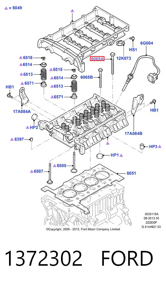 1372302 Ford Болт крепления головки блока цилиндров