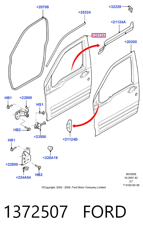 Дверь передняя правая на Ford Connect TOURNEO PU2