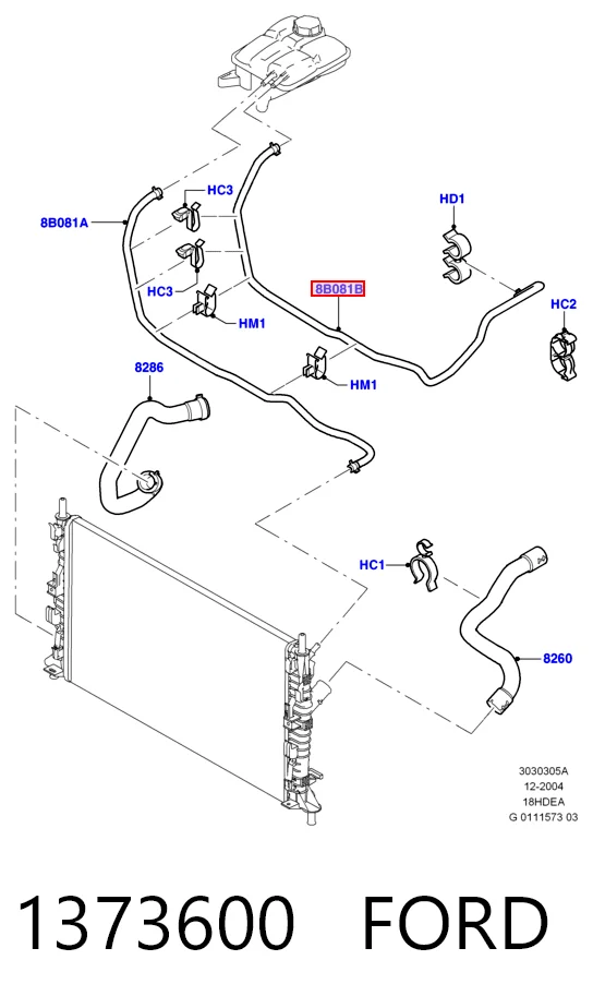 Шланг/патрубок системы охлаждения Ford Focus II хэтчбек (DA, HCP, DP) (2004 - 2011) цена, от 31.67 USD