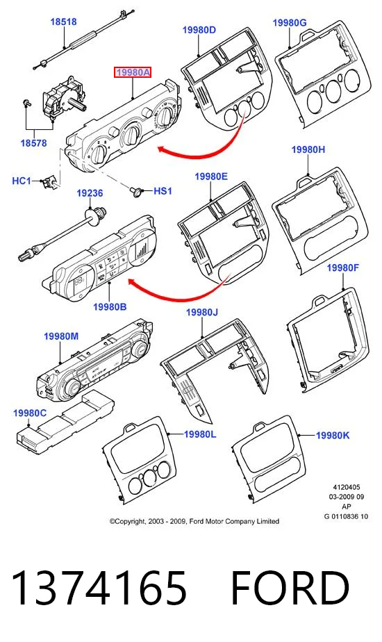 Механизм управления кондиционером на Ford Focus II DA, HCP, DP