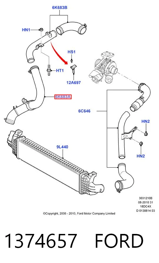 1374657 Ford Патрубок интеркуллера