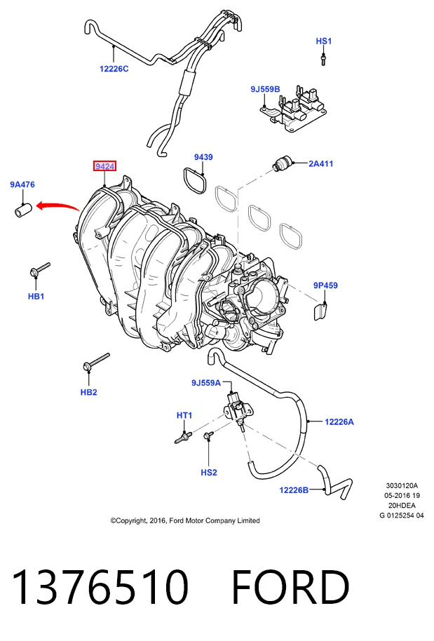 1376510 Ford Коллектор впускной