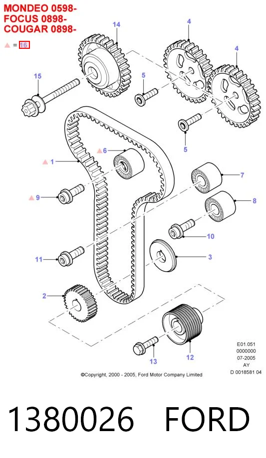 1380026 Ford Комплект ремня ГРМ