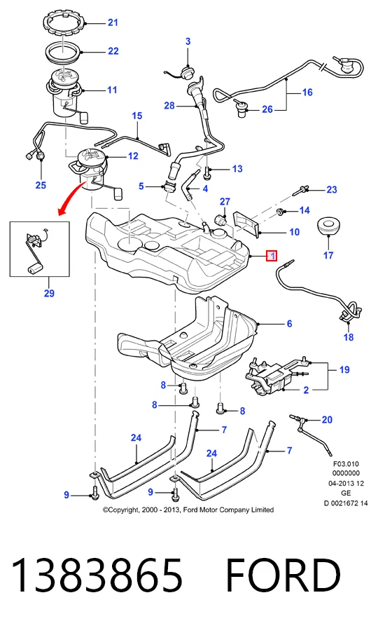 Бензобак Ford Mondeo III седан (B4Y) (2000 - 2007) цена, от 42.37 USD