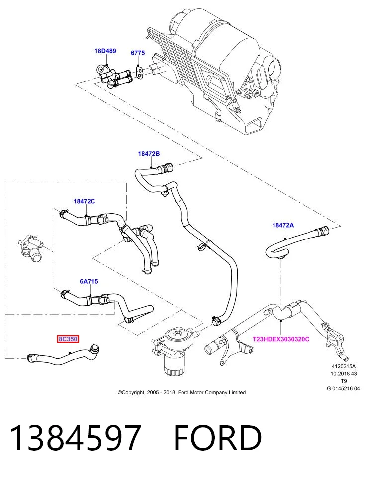1384597 Ford Шланг расширительного бачка нижний