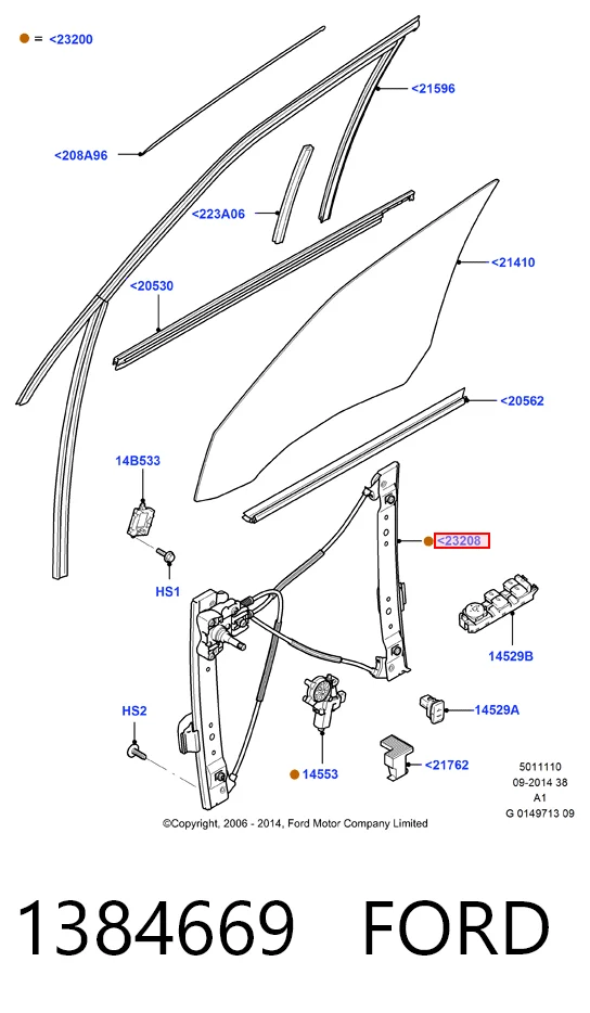Механизм стеклоподъемника водительской двери Ford 6M21U23209AA цена, от 77.83 USD