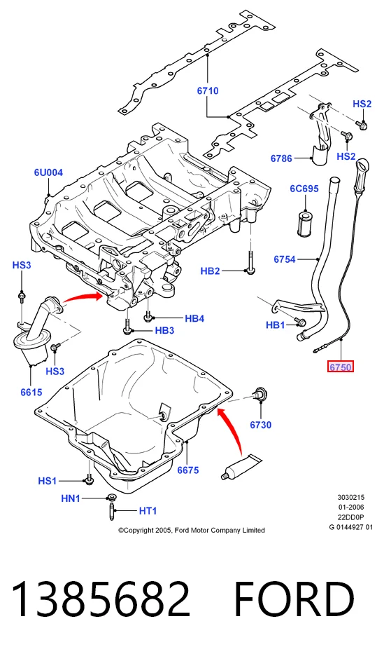 Индикатор уровня масла Ford Transit VI фургон (V347/8) (2006 - 2014) цена, от 3.60 USD