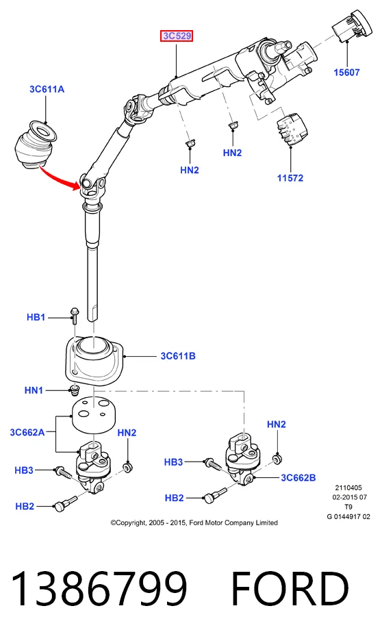 Колонка рулевого управления на Ford Transit VI V347/8