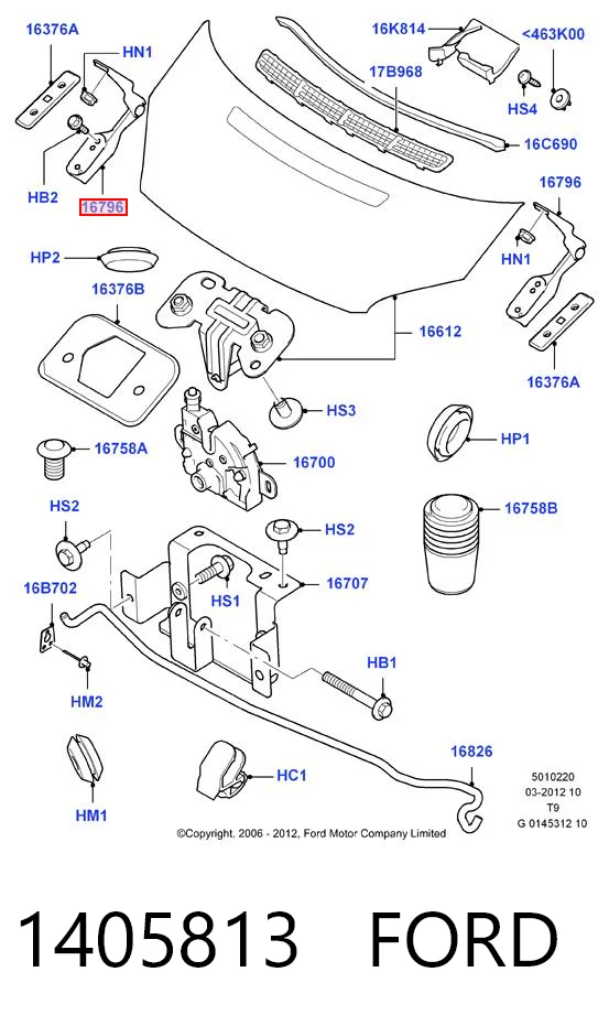 HMP6C1116800AC Hmpx Шарнир капота правый