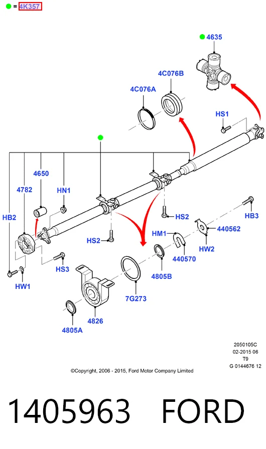 Вал карданный задний в сборе Ford Transit V фургон (V184/5) (2000 - 2006) цена, от 424.38 USD