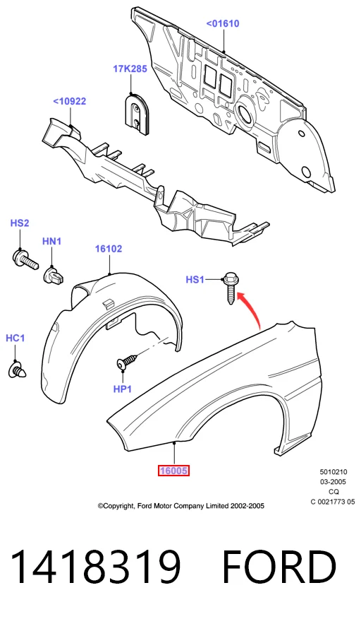 Переднее правое крыло на Ford Ka  RBT