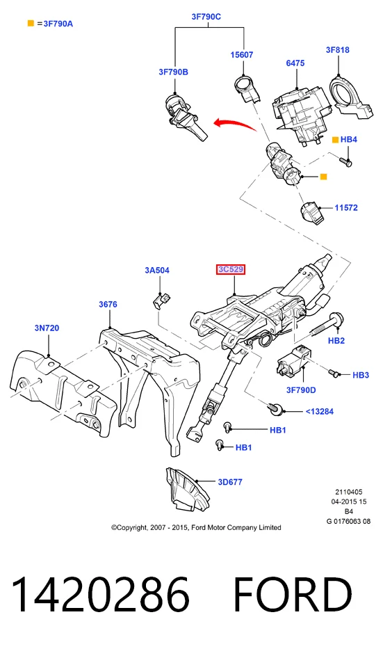 Рулевая колонка Ford Focus II хэтчбек (DA, HCP, DP) (2004 - 2011) цена, от 11.40 USD