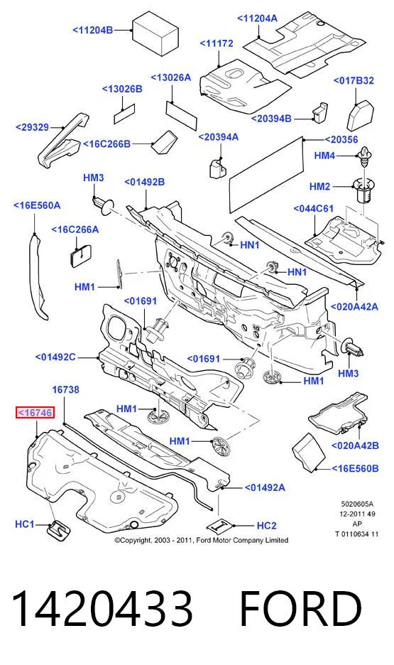 1420433 Ford Шумка капота