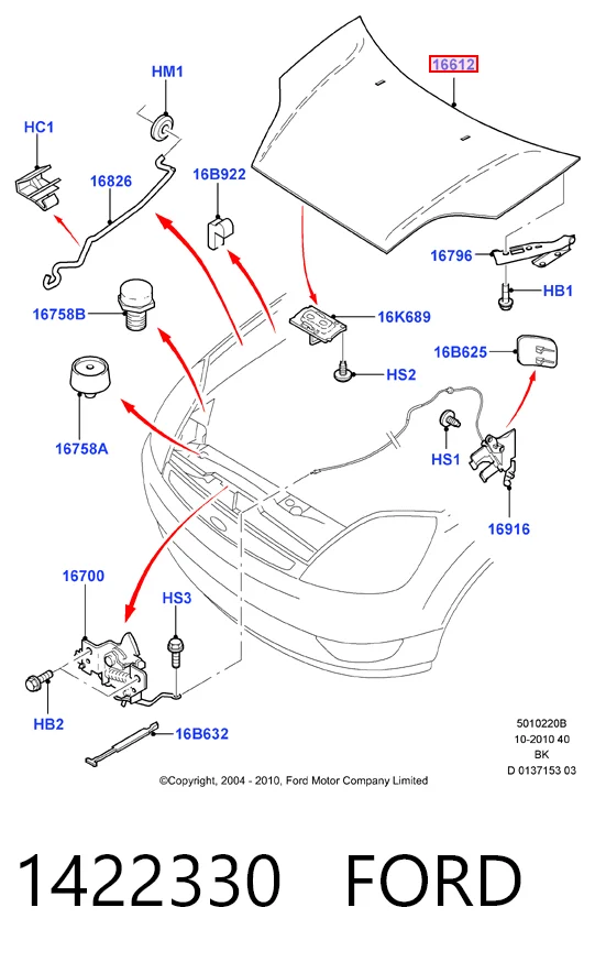 Капот Ford Fiesta Mk5 хэтчбек (JH, JD) (2001 - 2008) цена, от 119.04 USD