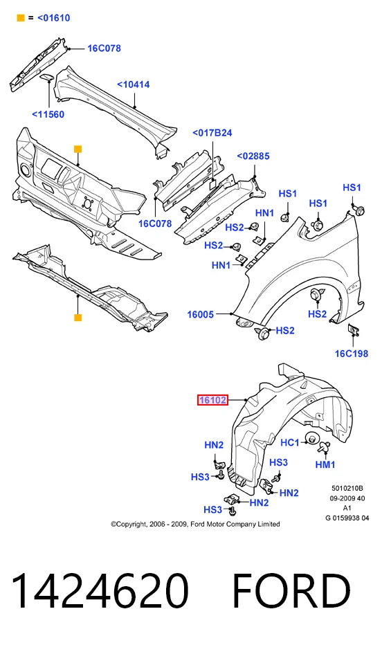 Подкрыльник переднего крыла, правый на Ford Galaxy II CA1 WA6