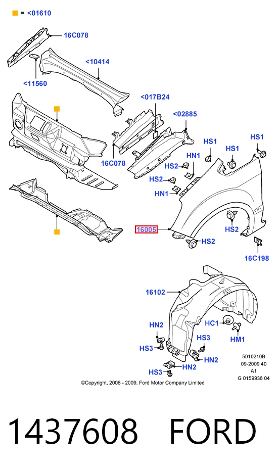 Переднее левое крыло на Ford Galaxy II CA1 WA6