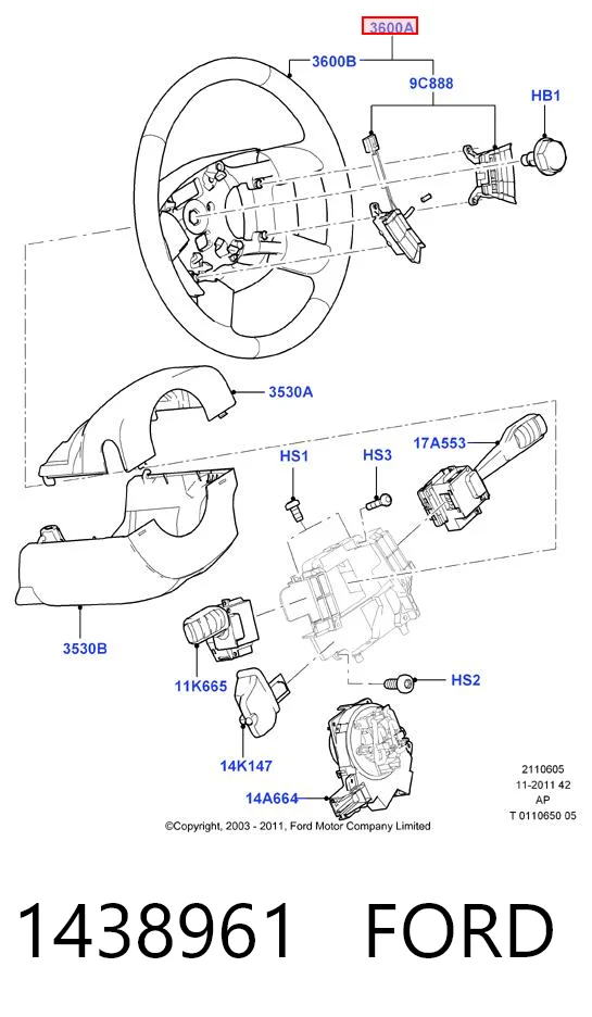 Руль Ford C-Max минивэн (DM2) (2003 - 2007) цена, от 25.42 USD