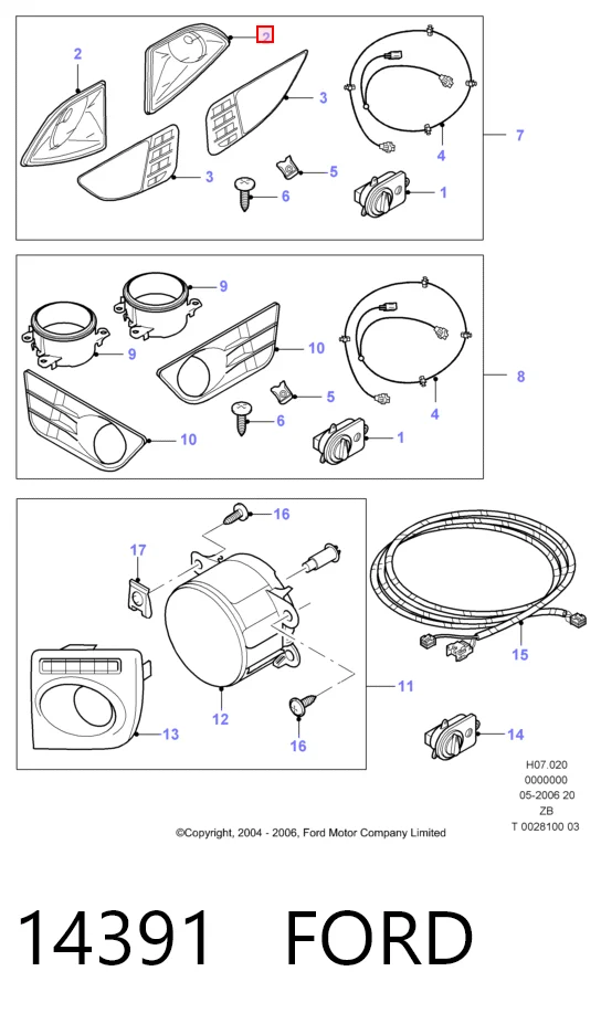 14391 Ford Противотуманная фара левая