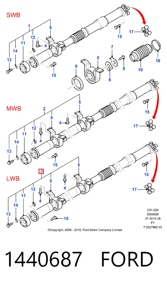 Купить Кардан задний Форд Транзит V V184/5