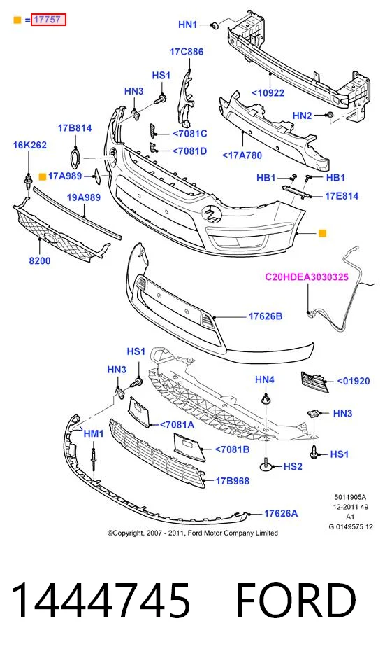 Бампер передний в сборе на Ford S-Max  CA1