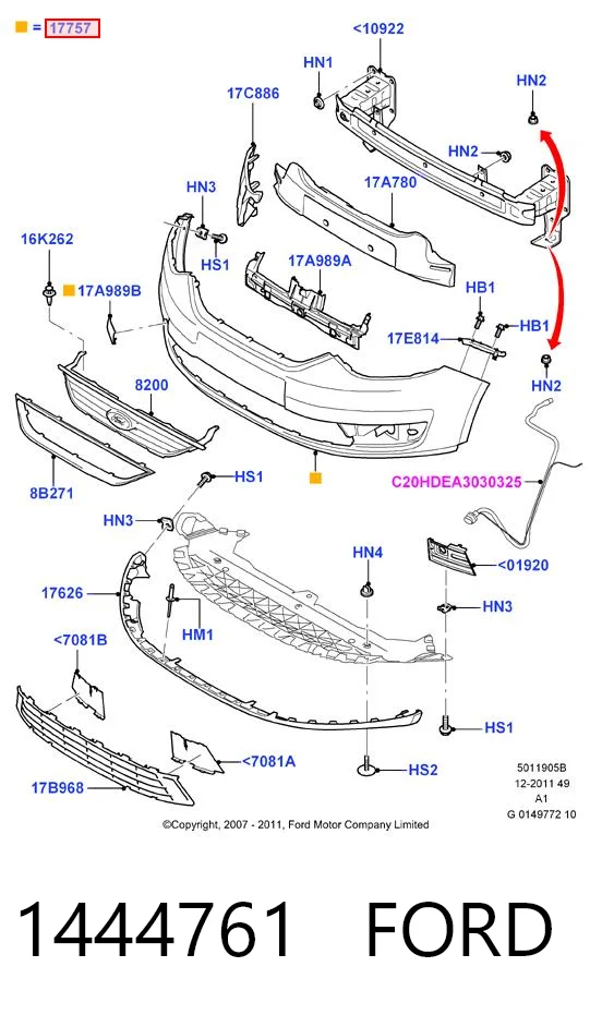 Бампер передний в сборе на Ford Galaxy II CA1 WA6