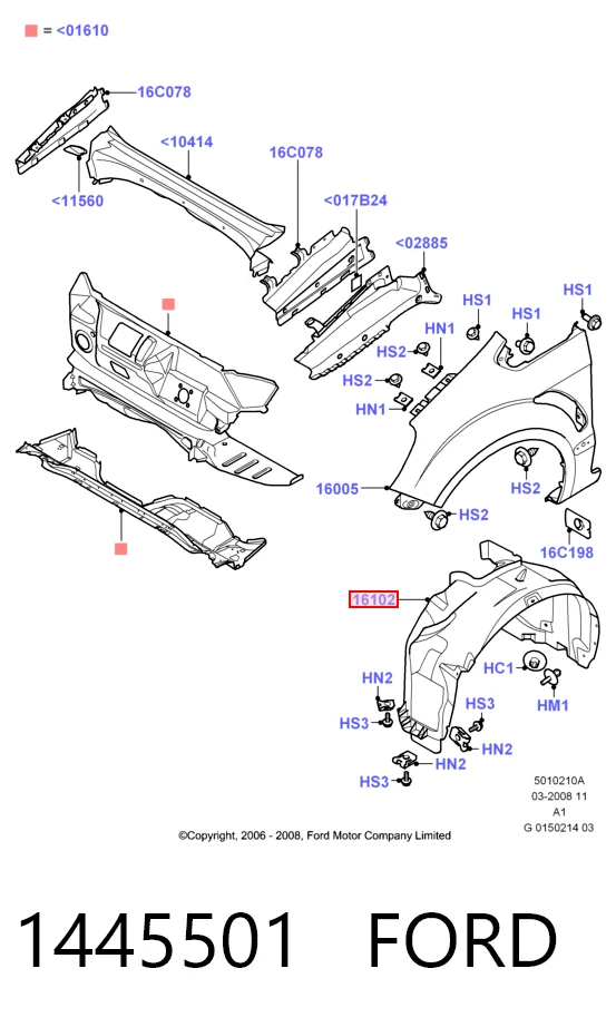Правый подкрылок переднего крыла Ford Galaxy II CA1 минивэн (WA6) (2006 - 2015) цена, от 18.37 USD