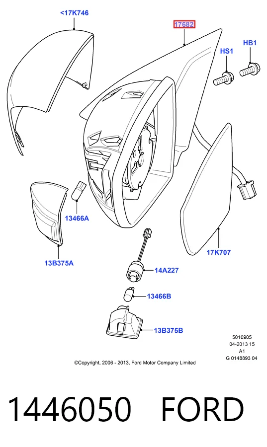 Левое боковое зеркало на Ford Galaxy II CA1 WA6