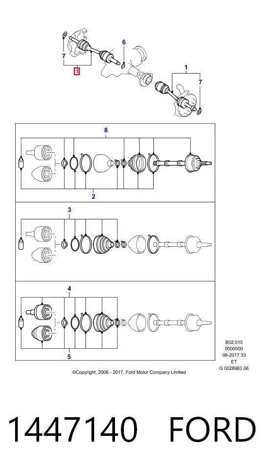 1447140 Ford Полуось передняя левая