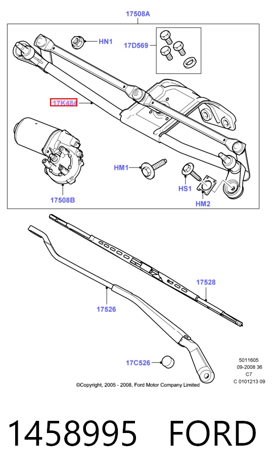 Трапеция щеток лобового стекла Ford Connect фургон (TC7) (2002 - 2013) цена, от 49.41 USD