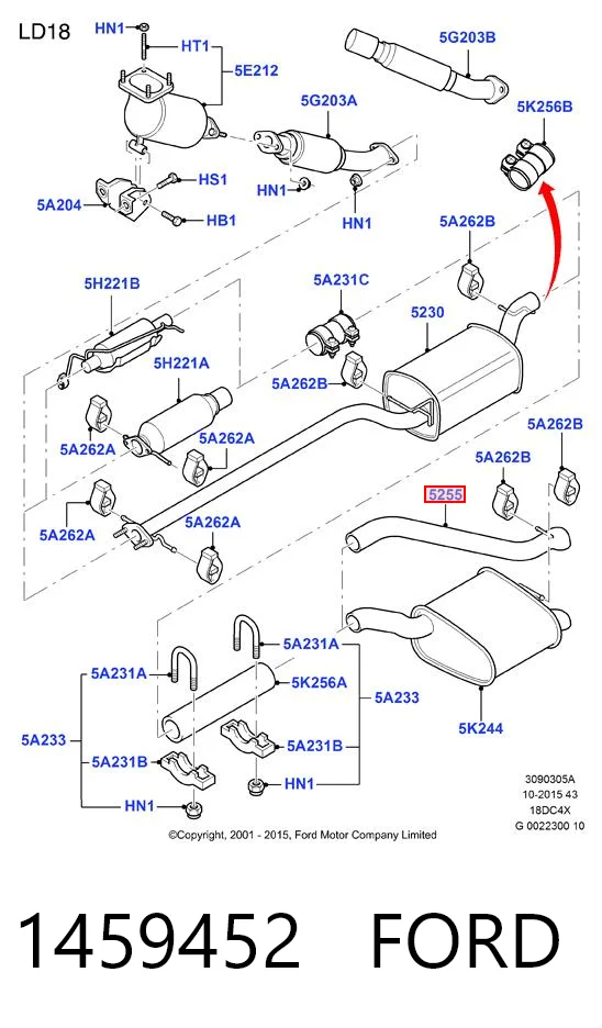 1459452 Ford Выхлопная труба