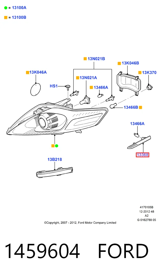 Правый указатель поворота Ford Mondeo IV седан (CA2) (2007 - 2014) цена, от 13.92 USD
