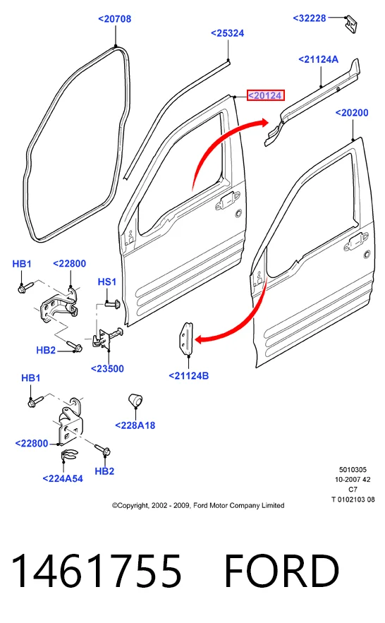 Дверь передняя правая Ford Connect TOURNEO автобус (PU2) (2002 - 2013) цена, от 30.41 USD