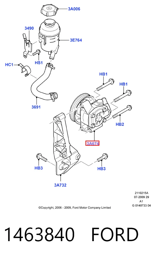 1463840 Ford ГУР руля