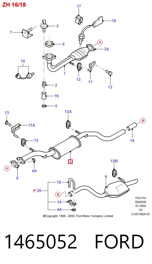 1465052 Ford Глушитель центральный