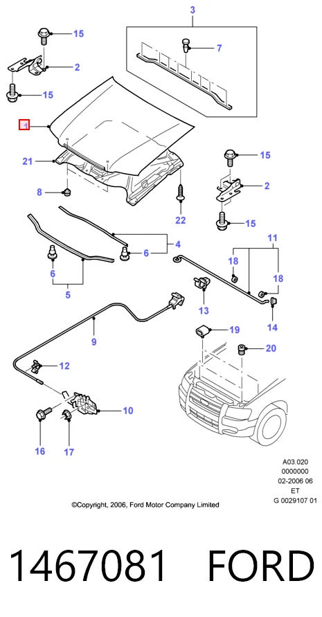 Капот на Ford Ranger  ET