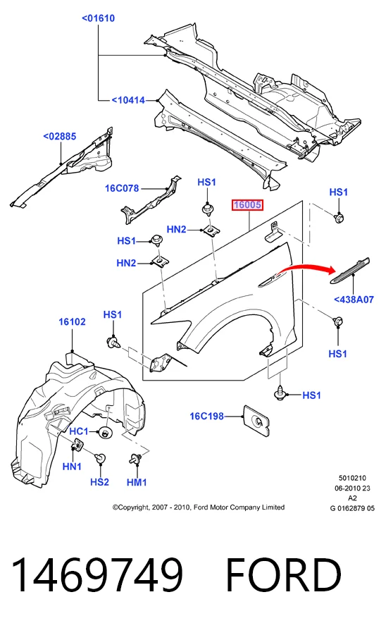 Переднее правое крыло на Ford Mondeo IV CA2