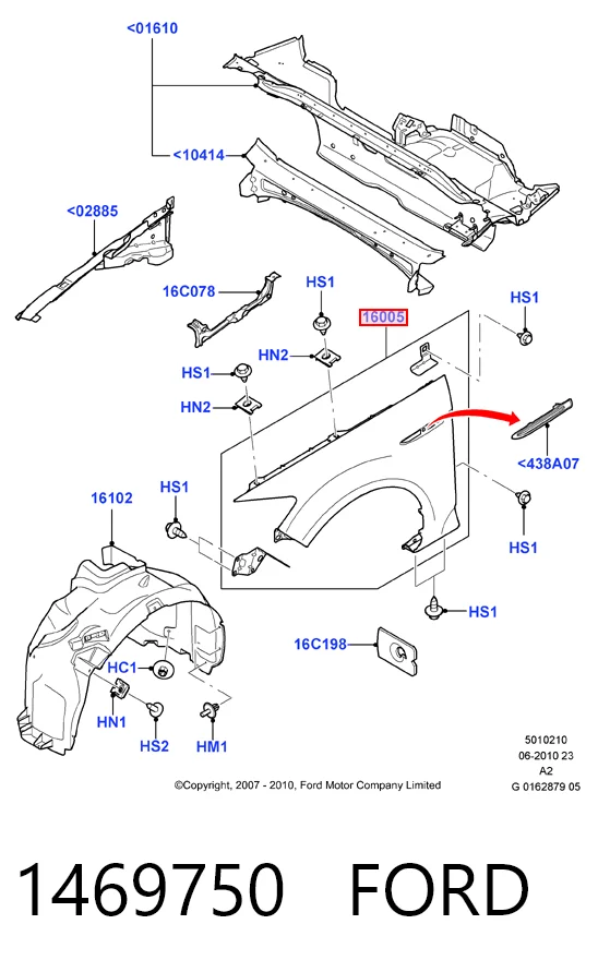 Боковая часть передняя правая Ford Mondeo IV седан (CA2) (2007 - 2014) цена, от 43.05 USD