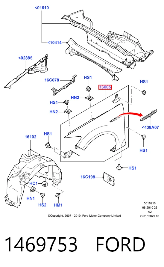 Переднее левое крыло на Ford Mondeo IV CA2