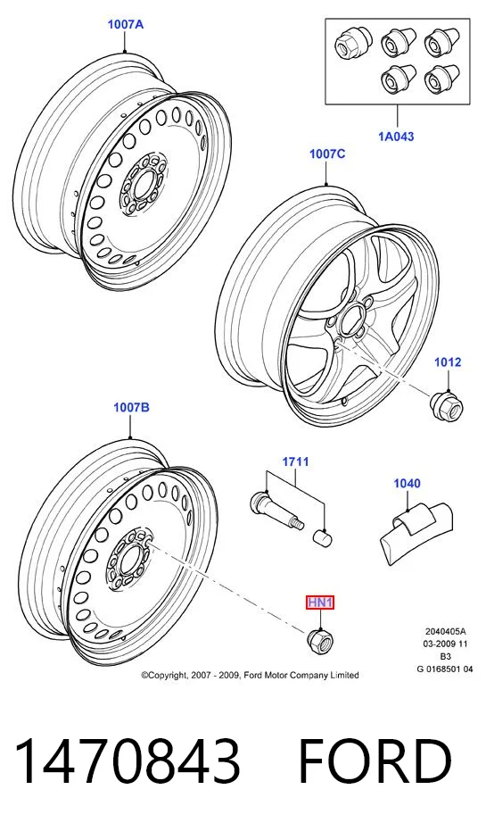 1470843 Ford Гайка колеса