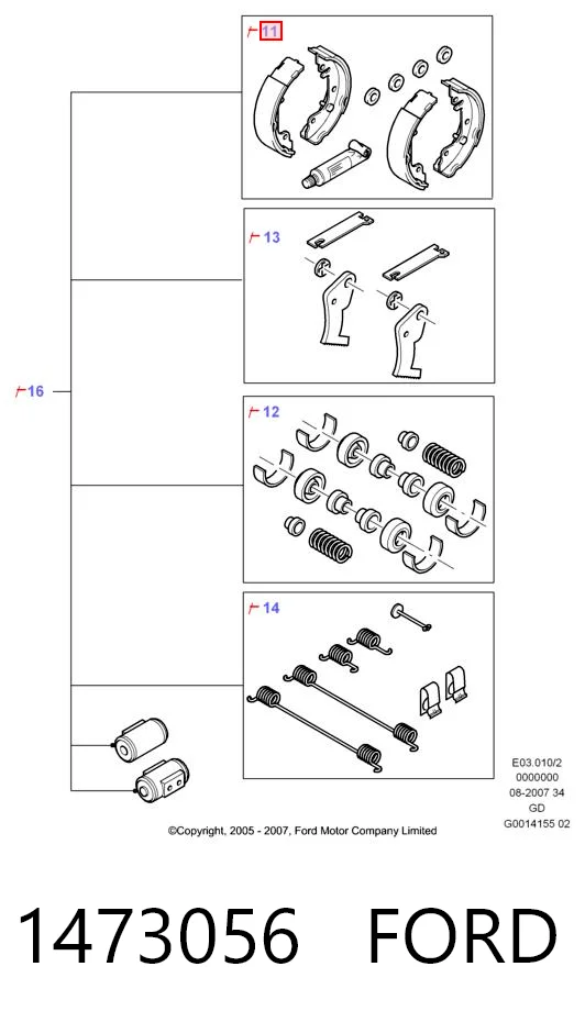 1473056 Ford Барабанные тормозные колодки