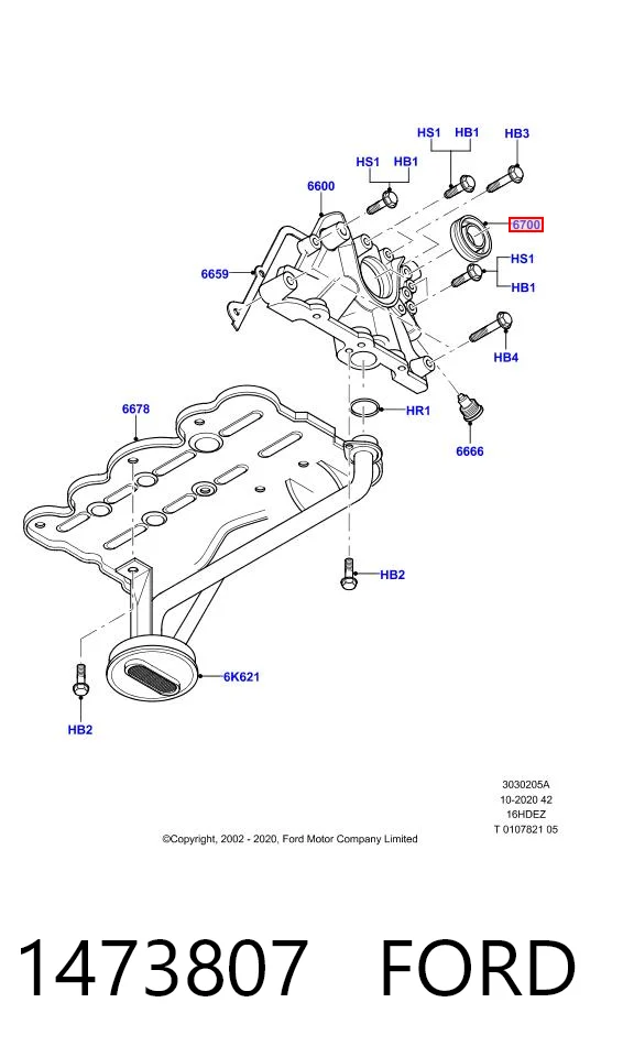 1473807 Ford Сальник коленвала двигателя, передний