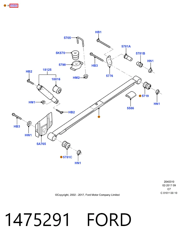 2T1V5560AG Ford Пружина подвески задняя